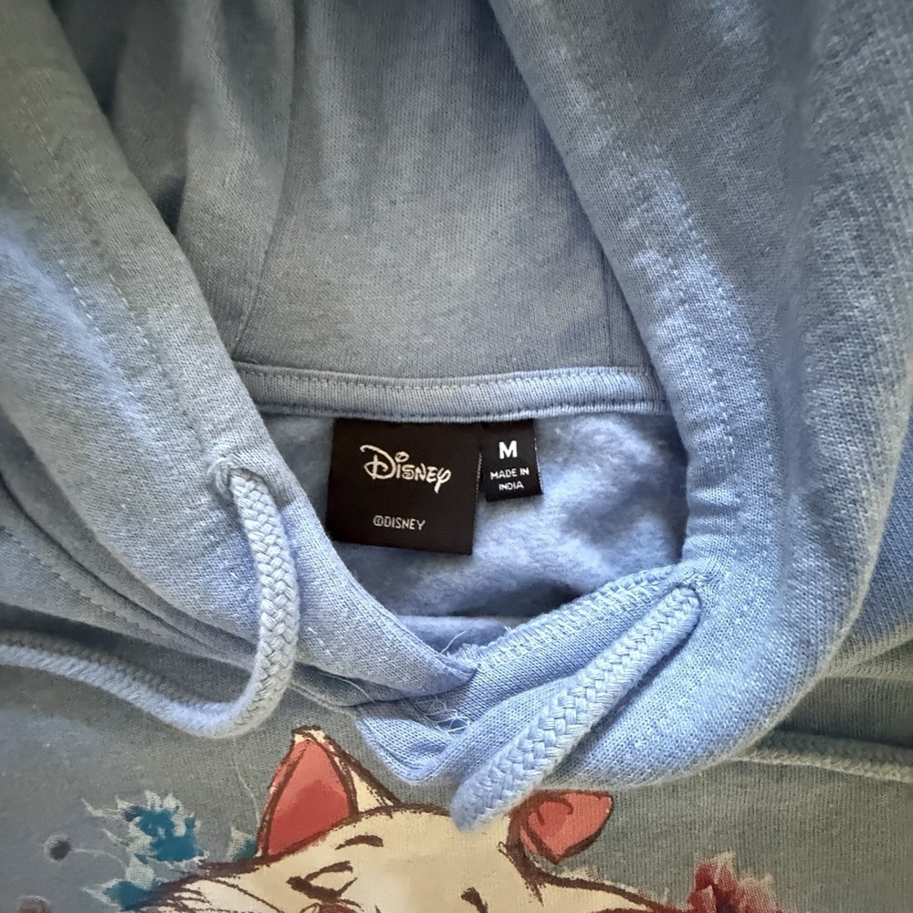 Disney ARISTOCATS Hoody Sweatshirt M Medium Marie Blue Long Sleeve Pocket New - Picture 3 of 7